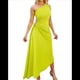 thumbnail image 3 of Vestido Midi de Cóctel para Mujer, con un Hombro Descubierto, Espalda Descubierta, Dobladillo Cruzado, Fruncido y Torcido, para Fiesta de Verano. Amarillo-Verde S, 3 of 10
