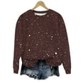 thumbnail image 3 of Otntypg Fall Crewneck Sweatshirts for Women Lightweight Thin Long Sleeve Shinny Sequin Printed Pullover Tops Loose Oversized Dressy Party Glitter Shirts Fashion Outfits Clothes 2025 Brown#02 XXXL, 3 of 9