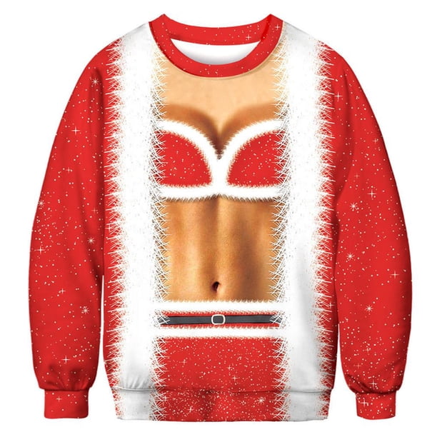 Injueey Ugly Christmas Sweater Camiseta para mujer Impresión digital 3D Pullover Sudaderas para fiesta navideña Kits de decoración para fiestas No.2 Injueey HA046225-02