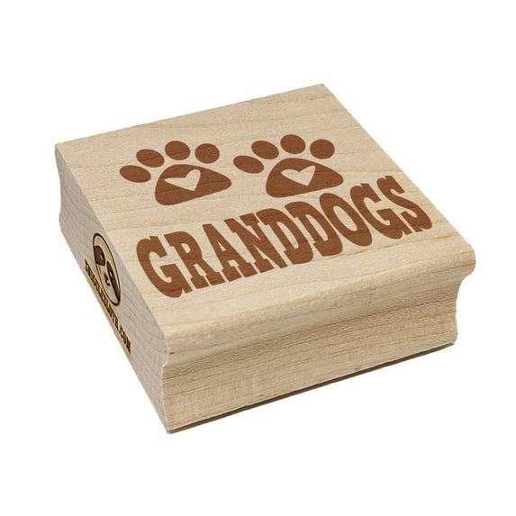 Granddogs Dog Paw Prints Hearts Love Fun Text Square Rubber Stamp Stamping Scrapbooking Crafting - Small 1.25in