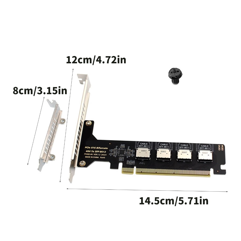 PCIe X16 To 4 Port Oculink SFF 8612 SFF 8611 Adapter Expansion Card For Motherboards Solid Disks Graphics Card