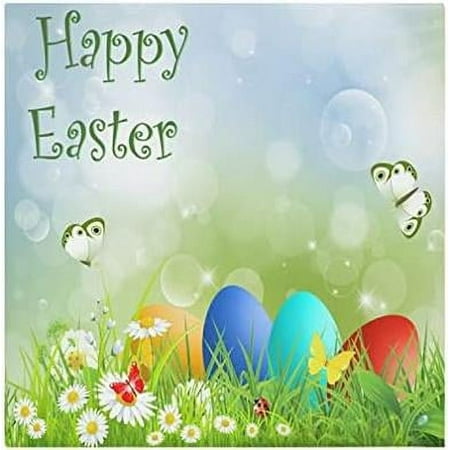 

Bestwell 4 pieces Easter Eggs Cloth Napkins Oversized Washable Reusable Polyester Dinner Table Napkins for Family Restaurant Party Decor 20 x20