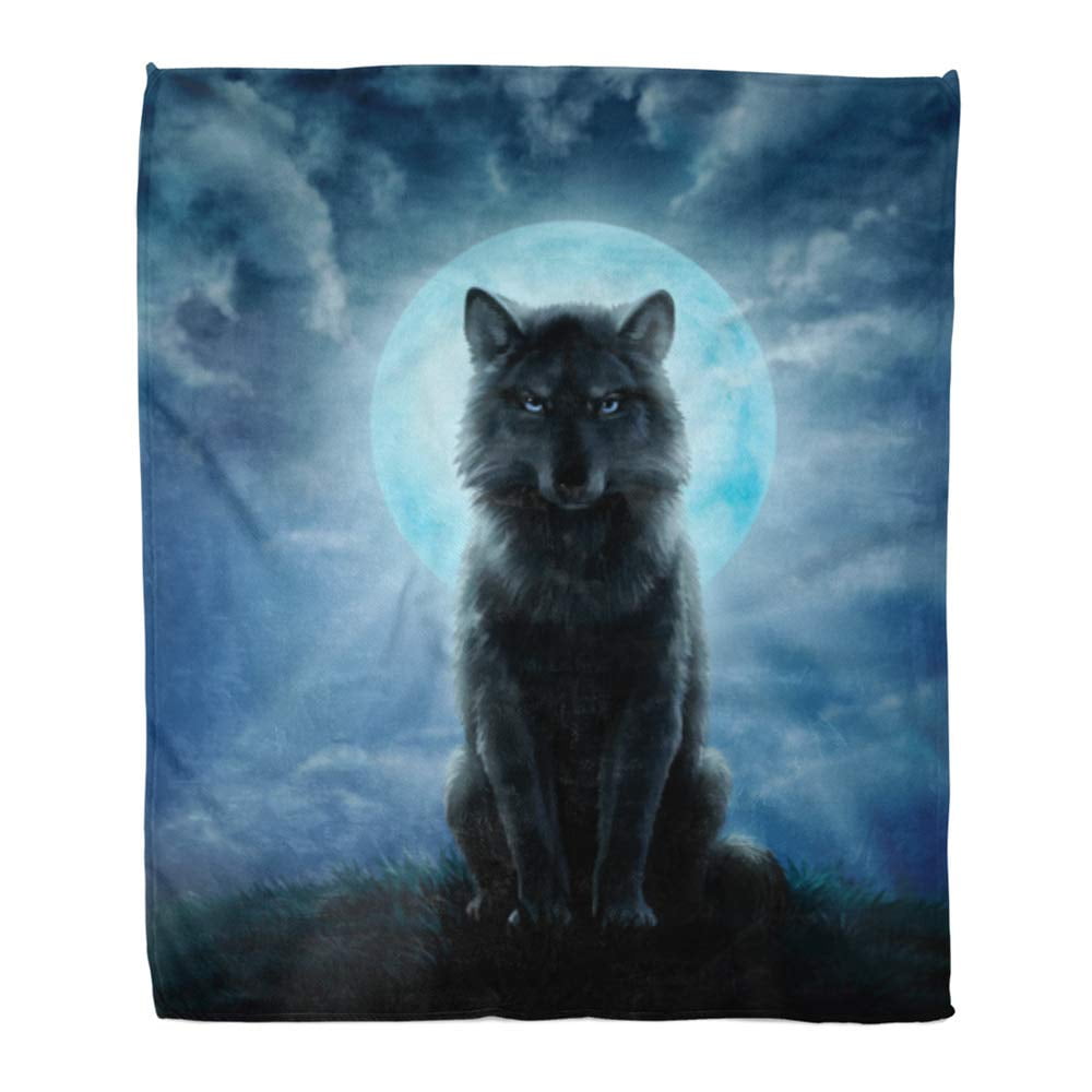 HATIART Throw Blanket Warm Cozy Print Flannel Werewolf Wolf Moon Night Forest Man Fantasy Comfortable Soft for Bed Sofa and Couch 50x60 Inches Walmart