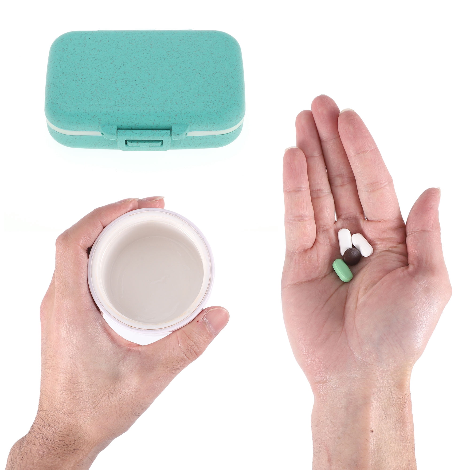 Unique Bargains 6 Grids Single Layer Pill Box for Travel 1 Pc Blue