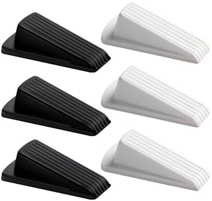 Door Stop, Door Stopper, Door Wedge, 6 Pack Rubber Door Stopper, Rubber Door Stops for Bottom of Door, Works on All Floor Types (Black White)