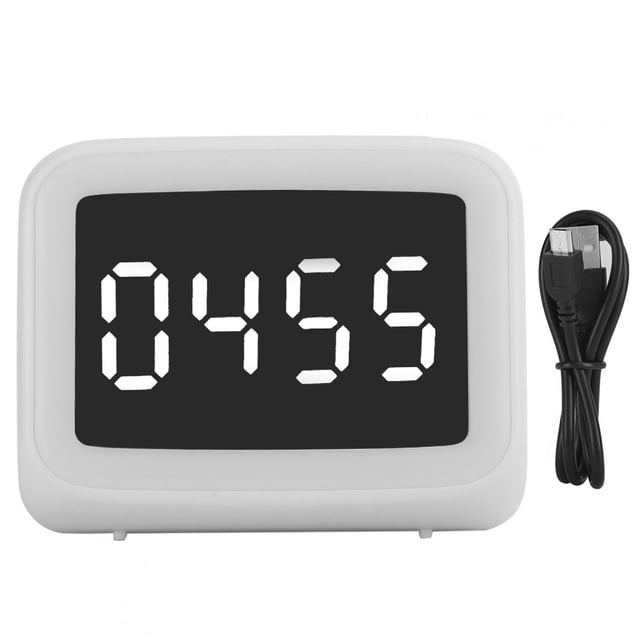 Altavoz BT511 portátil Bluetooth 5.0 inalámbrico FM con pantalla LED, reloj, alarma, luz nocturna, termómetro, color blanco