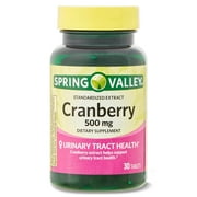 Spring Valley Standardized Ext Cranberry Urinary Tract Health Tablets, 500 mg, 30 Count