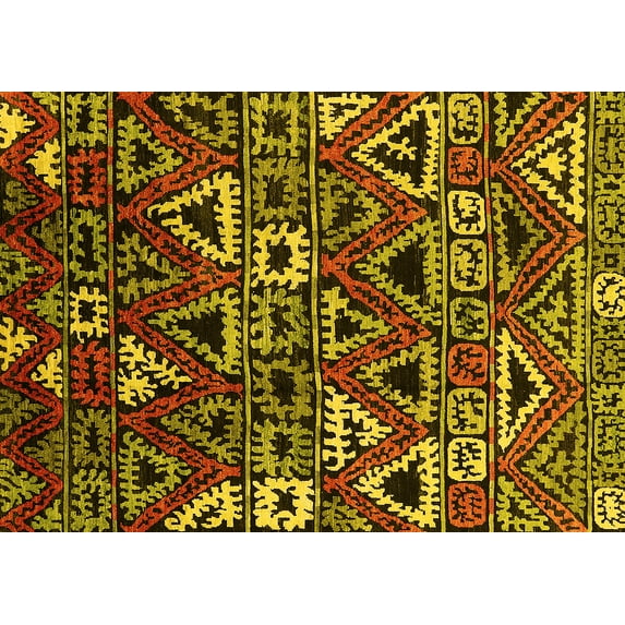 Ahgly Company Machine Washable Indoor Rectangle Solid Yellow Modern Area Rugs, 6' x 9'