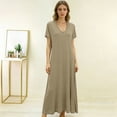 thumbnail image 2 of MEICHEN Women's Summer Sleepshirts Nightgowns for Women for Sleeping Short Sleeve V Neck Long Dress Causal Nightwear Womens Home Essentials Fashion Clothing, 2 of 7