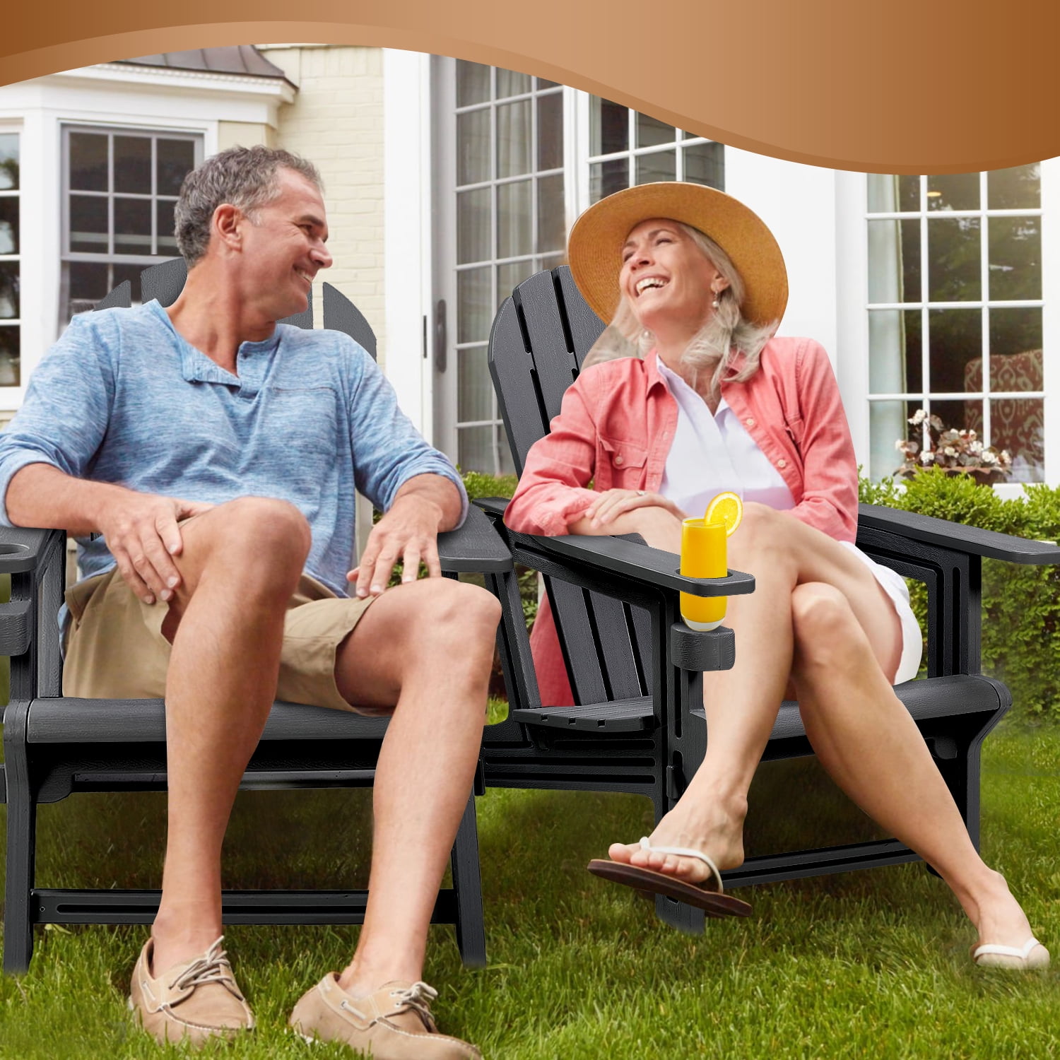 ENFIRE Adirondack Chair HDPE – Weather-Resistant, Tool-Free 5-Minute Assembly for Patio, Fire Pit, or Lawn Black