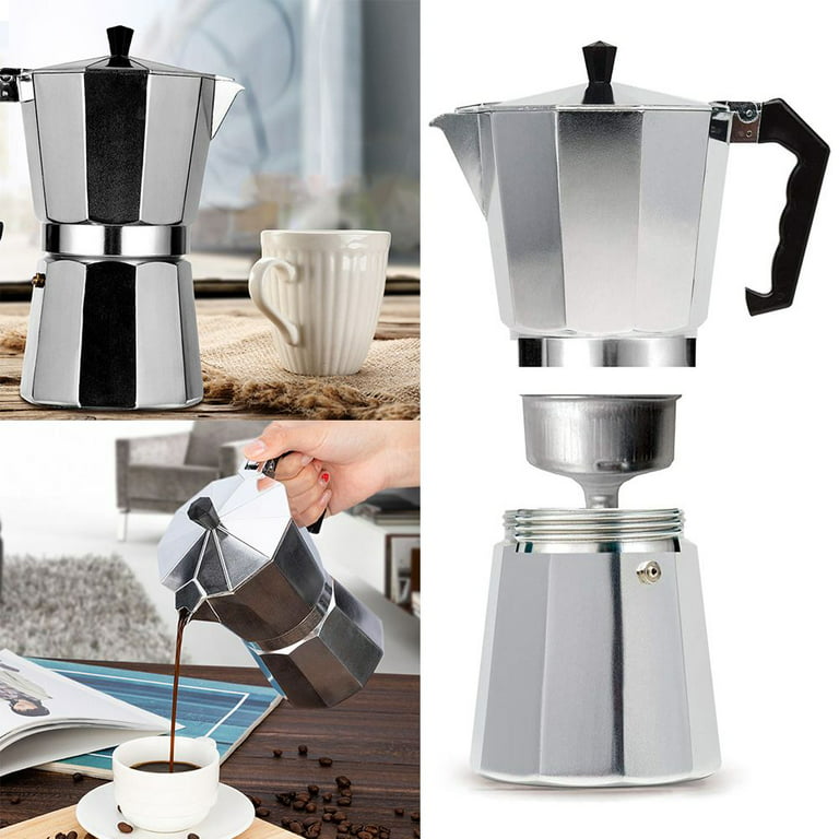 SHANGSKY 6 Cup Electric Coffee Maker - Italian Espresso Pot and Portable  Aluminum Moka Pot for Espresso and Mocha