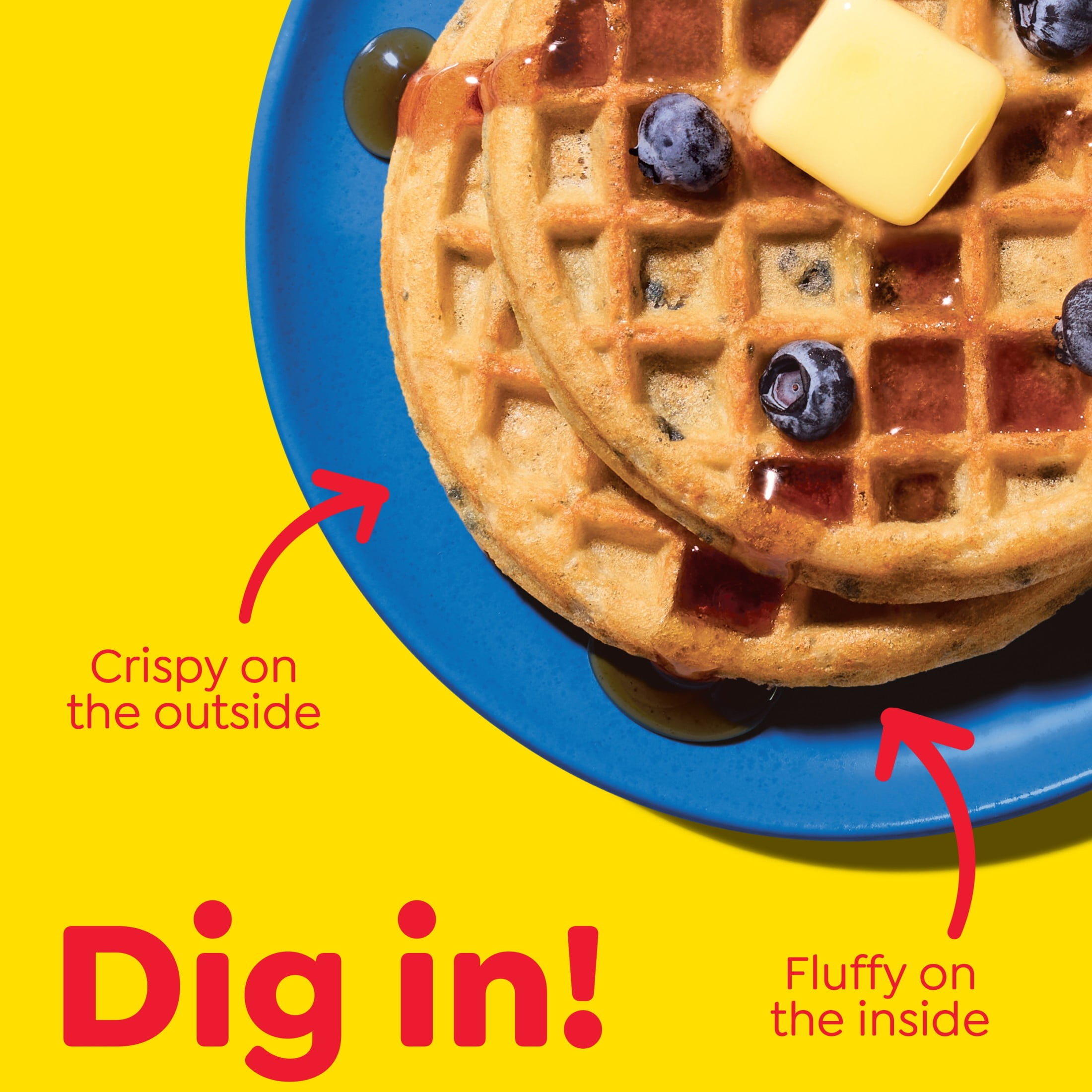 Eggo Blueberry Waffles, Breakfast Food, 12.3 oz, 10 Count (Frozen)