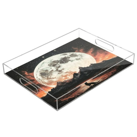

Acrylic Tray 15.7*11.8*1.9 Inch Transparent Tray Food Tray Tea Cup Tray Serving Trays Cosmetics Storage Kitchen Table Bathroom Sundry Storage Wolf Of The Night