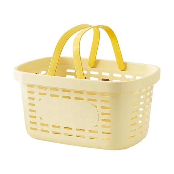1 Pack Shower Caddy Basket, Bright Color Portable Storage Basket with Dual H le, Stackable Plastic Caddy Organizer Bin for Campers, Bathroom, Dorm, Yellow