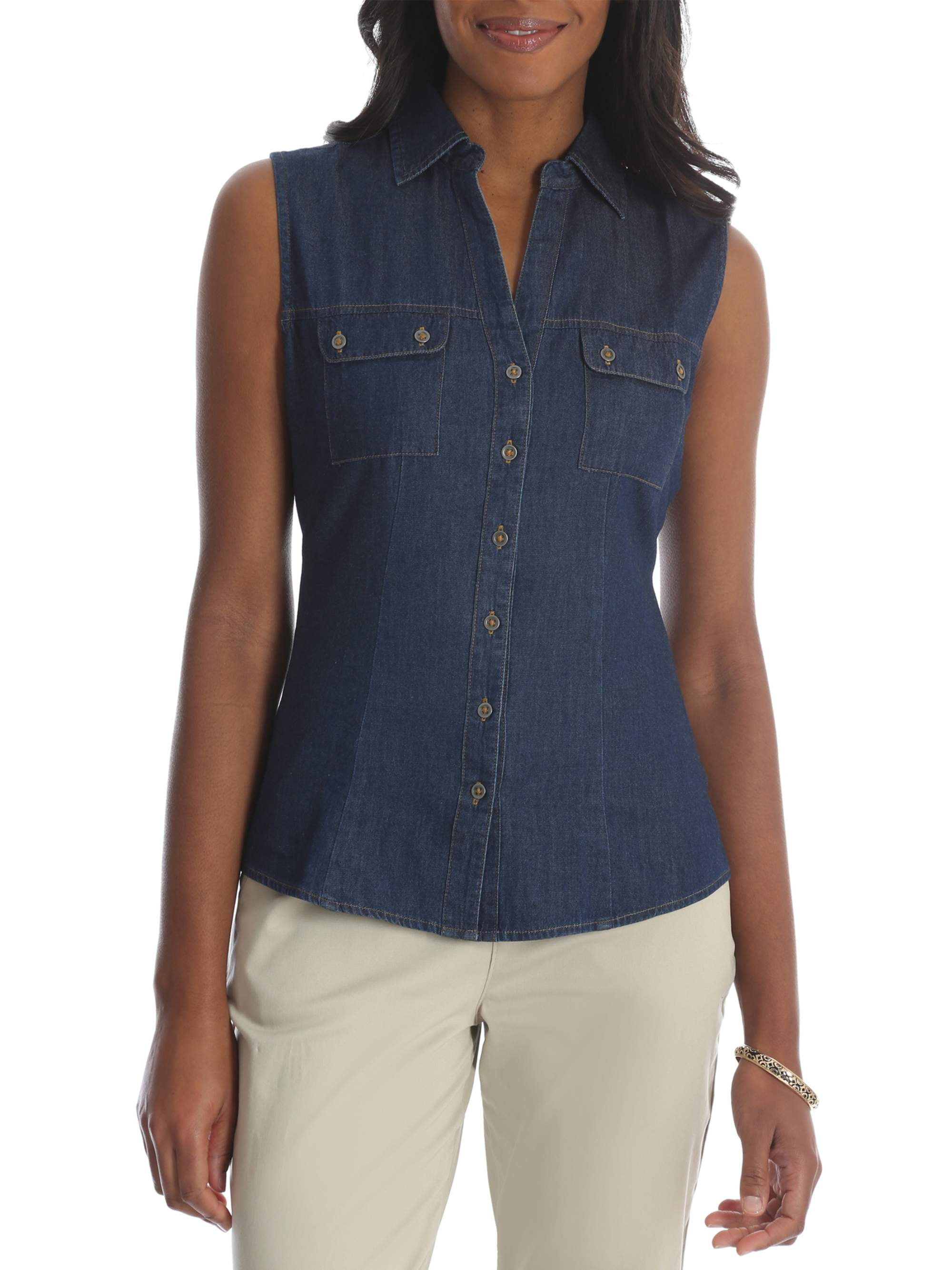 Women's Sleeveless Denim Woven Shirt