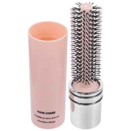 LOLIPPYY Pink Travel Round Hairbrush for Styling and Curl Training with Detangling Feature