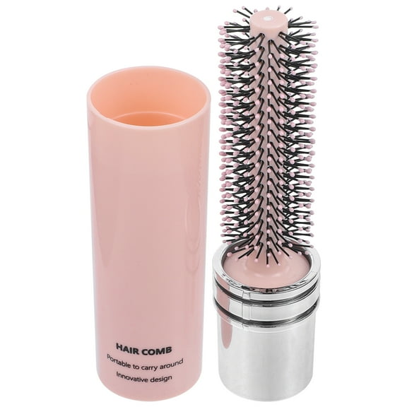 LOLIPPYY Pink Travel Round Hairbrush for Styling and Curl Training with Detangling Feature
