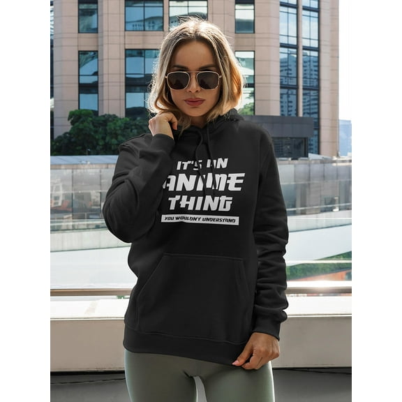 Smartprints Womens Graphic Hoodie Black - It's An Anime Thing Cotton Blend Classic Fit