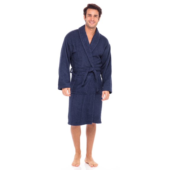 Skylinewears Men’s Luxury Robe 100% Cotton Terry Robe Shawl Collar Kimono Bathrobe Spa Robe Lightweight Soft Sleepwear Shower Robe Gowns for Men