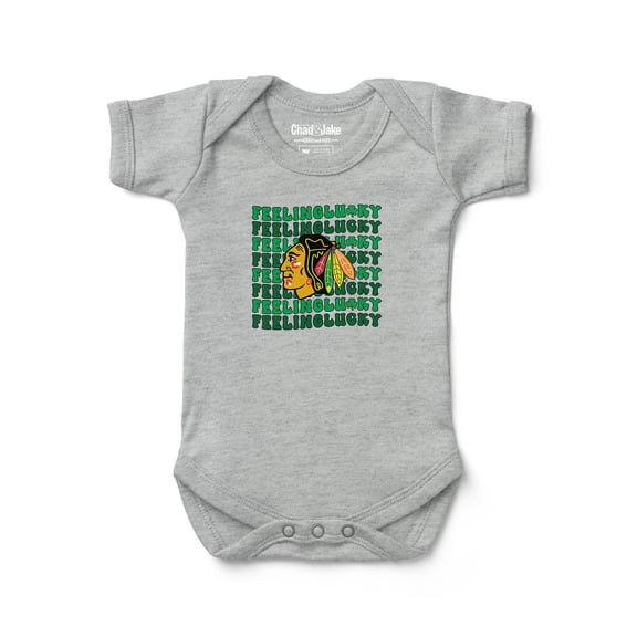 Infant Chad & Jake Heather Gray Chicago Blackhawks Feeling Lucky Bodysuit