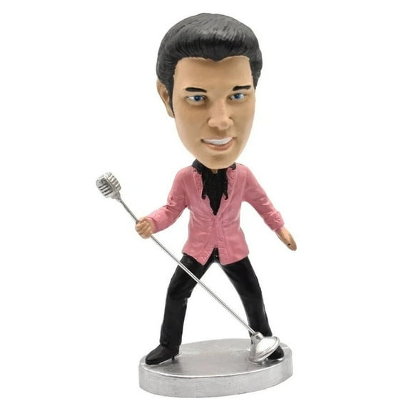 Elvis Presley Novelty Dashboard Wobbler Featuring Elvis in a Pink Cardigan and Swinging a Microphone