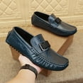 thumbnail image 4 of Men's Casual Loafers Slip On Leather Shoes Lightweight Driving Shoes Moccasins Classic Penny Loafer Flats Boat Shoes Outdoor Walking Shoes, 4 of 14