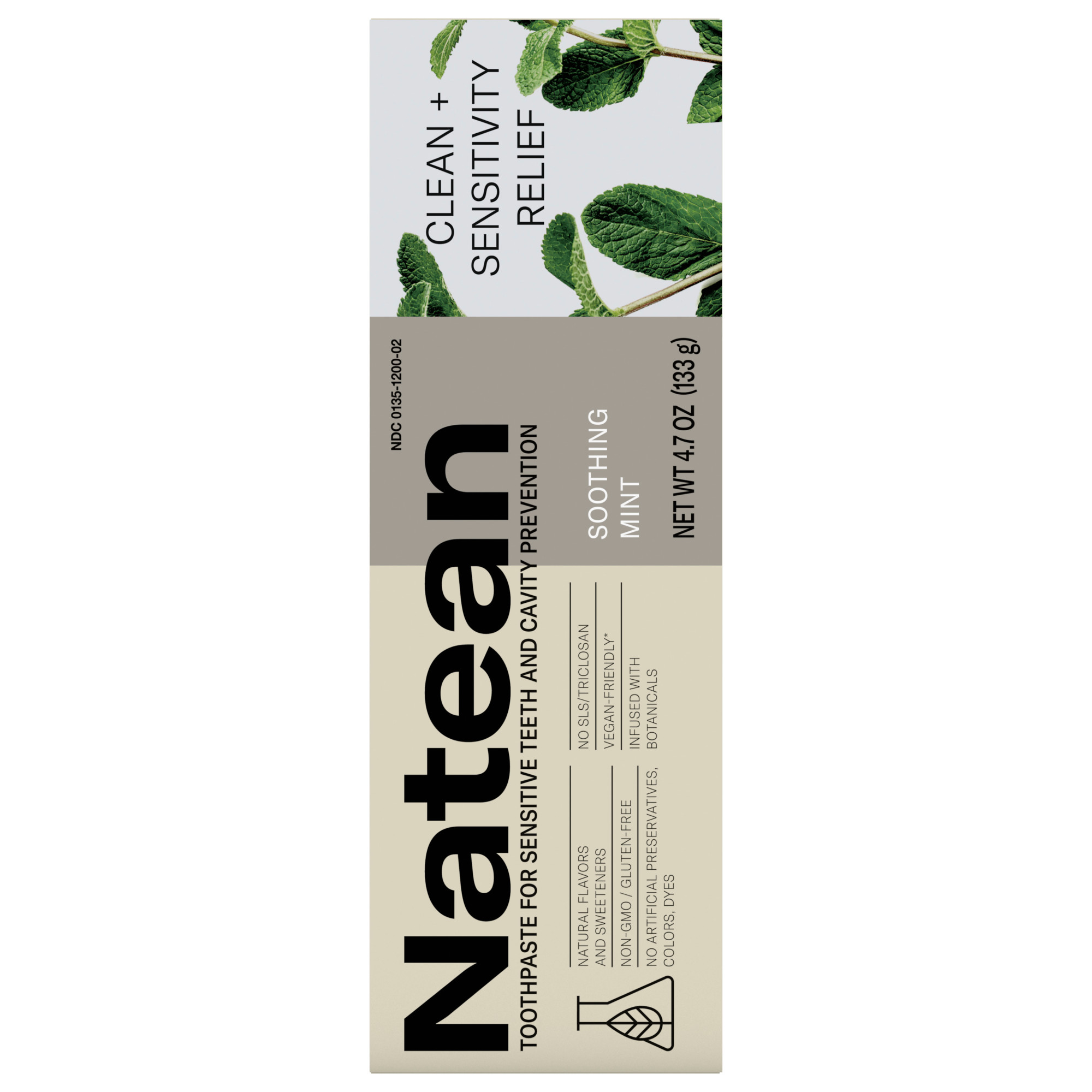 Natean Clean + Sensitivity Relief Toothpaste for Sensitive Teeth and Cavity Prevention, Soothing Mint - 4.7 oz Tube - image 3 of 9