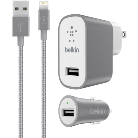 Belkin Wall and Car Charger Kit for iPhone 8/7 & iPad - Retail Packaging - (Best Usb Car Charger For Iphone)