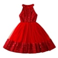 thumbnail image 3 of Gelikeya Sequin Sparkly Dresses for Toddler Kids Girls Sleeveless Party Tutu Dress Casual Formal Carnival Party Outfit X07 Red, 5-6 Years, 3 of 8