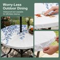 thumbnail image 5 of Round Outdoor Tablecloth with Umbrella Hole and Zipper, Eucalyptus Leaves Tablecloth with Elastic Waterproof, Navy Blue Summer Botanical Weeping Patio Table Covers for 36" - 44" Picnic Pool Tables, 5 of 9