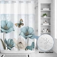 thumbnail image 2 of No Hook Shower Curtain, Blue Tulips Shower Curtains for Bathroom with See Through Top Window, Watercolor Flowers Butterfly Spring Farmhouse Blue Waterproof & Washable Bath Curtain Extra Long 72"x96", 2 of 9