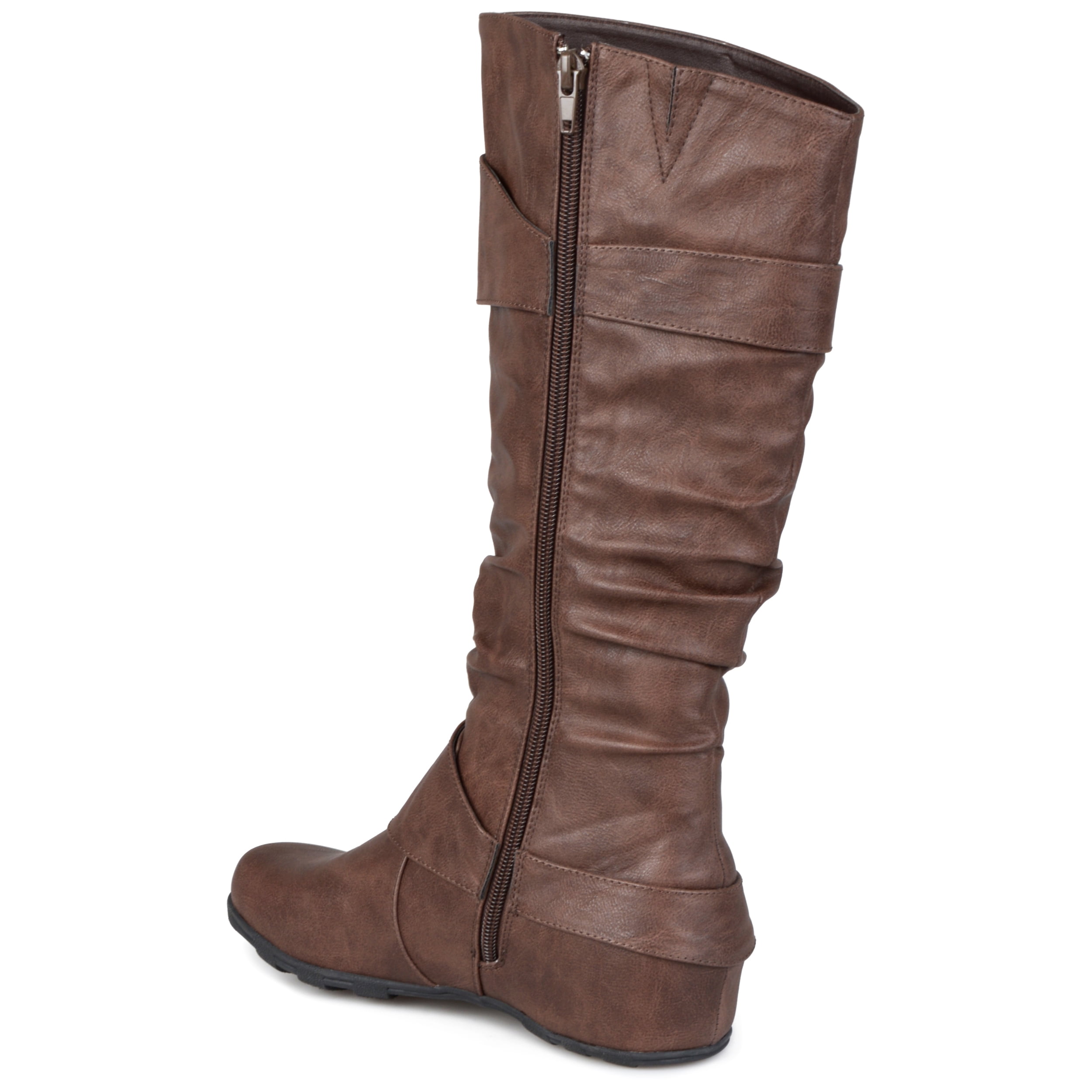 Journee Womens Paris Wide Calf Hidden Wedge Riding Boots
