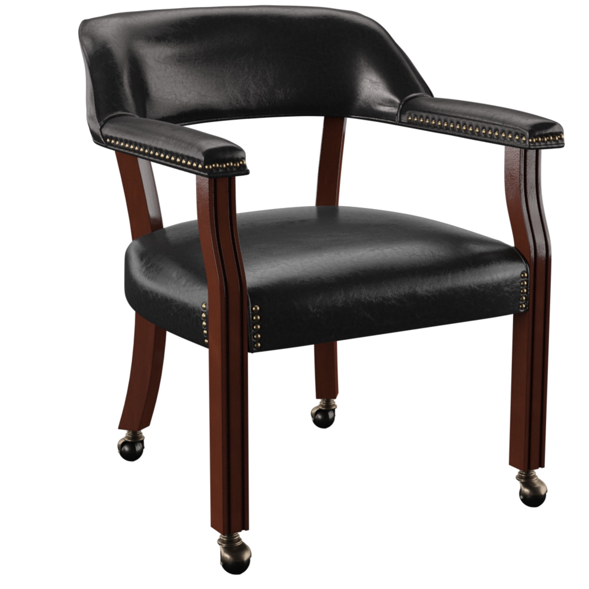 Steve Silver Tournament Faux Leather Dining Chairs with Arms, Navy
