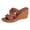 Brown, variant on Rokment Cork Footbed Wedges Slip on Dressy Sandals for Women Ladies Fashion Casual Leather Open Toe Platform Chunky Heeled Beach Summer Dress Slides Shoes Black Size 6