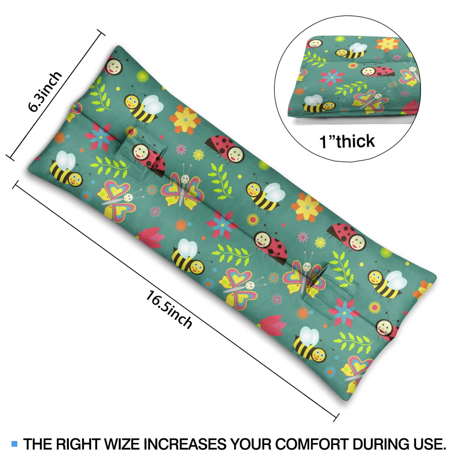 Hand-Drawn Bee and Wildflower Seatbelt Cushion for Women After Surgery - Mastectomy Heart Surgery Recovery Pillow with Honeycomb Design - Soft Floral Support Pad