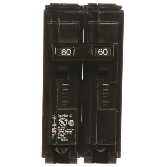 Siemens 608766 60 Amp Double-Pole Type BQD Bolt-On Circuit Breaker