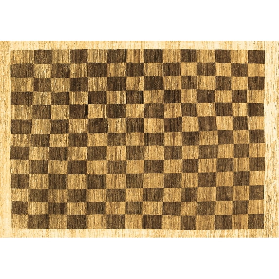 Ahgly Company Indoor Rectangle Checkered Brown Modern Area Rugs, 7' x 10'