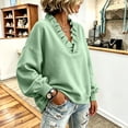 thumbnail image 2 of Womens Ruffle V Neck Long Sleeve Loose Fit Pullover Sweatshirt, Long Sleeve Drop Shoulder Relaxed Fit Soft Casual Pullover Sweatshirt, 2 of 5