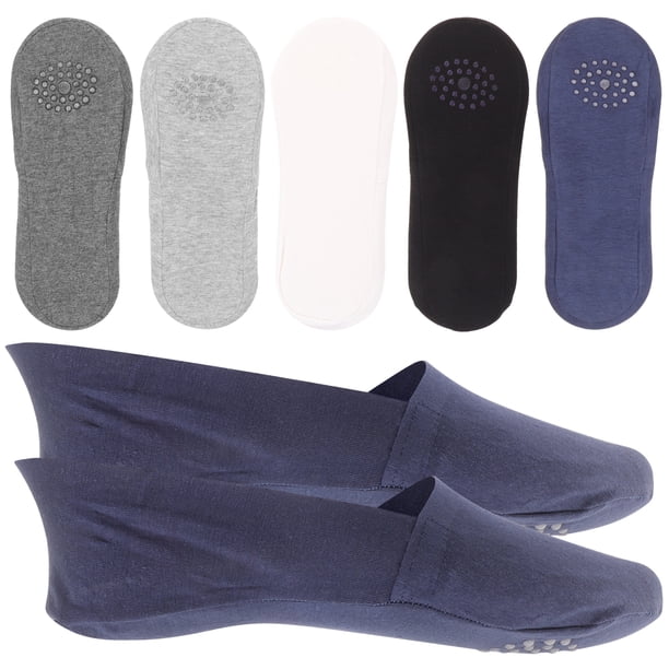 5 pares de calcetines bajos sin algodón, invisibles y ocultos para hombre (negro, blanco, azul oscuro, gris claro y gris oscuro)