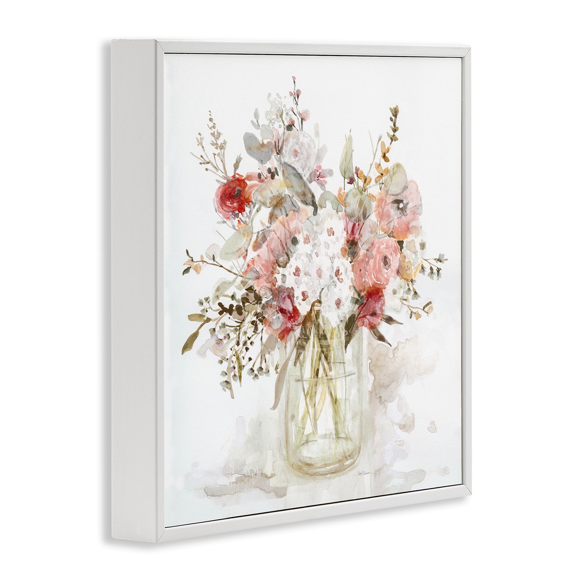 Stupell Industries Soft Blush Botanical Bouquet White Framed Giclee Art, design by Carol Robinson