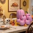 thumbnail image 4 of PEIBang Halloween Decorative Pumpkin Set - 7pc Realistic Foam Pumpkins in Hot Pink,11.81x9.84x5.91in,Perfect for Party Decor,Spooky Season Display Props, 4 of 6
