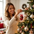 thumbnail image 3 of IPEWLEX Bear in Pinecone Christmas Ornament – Cute Animal Design with Red & White Ribbon Hanging Loop, 3 of 7