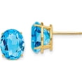 thumbnail image 1 of 14K Yellow Gold 10X8mm Oval Blue Topaz Earrings (11 X 8) Made In India xe90bt, 1 of 5
