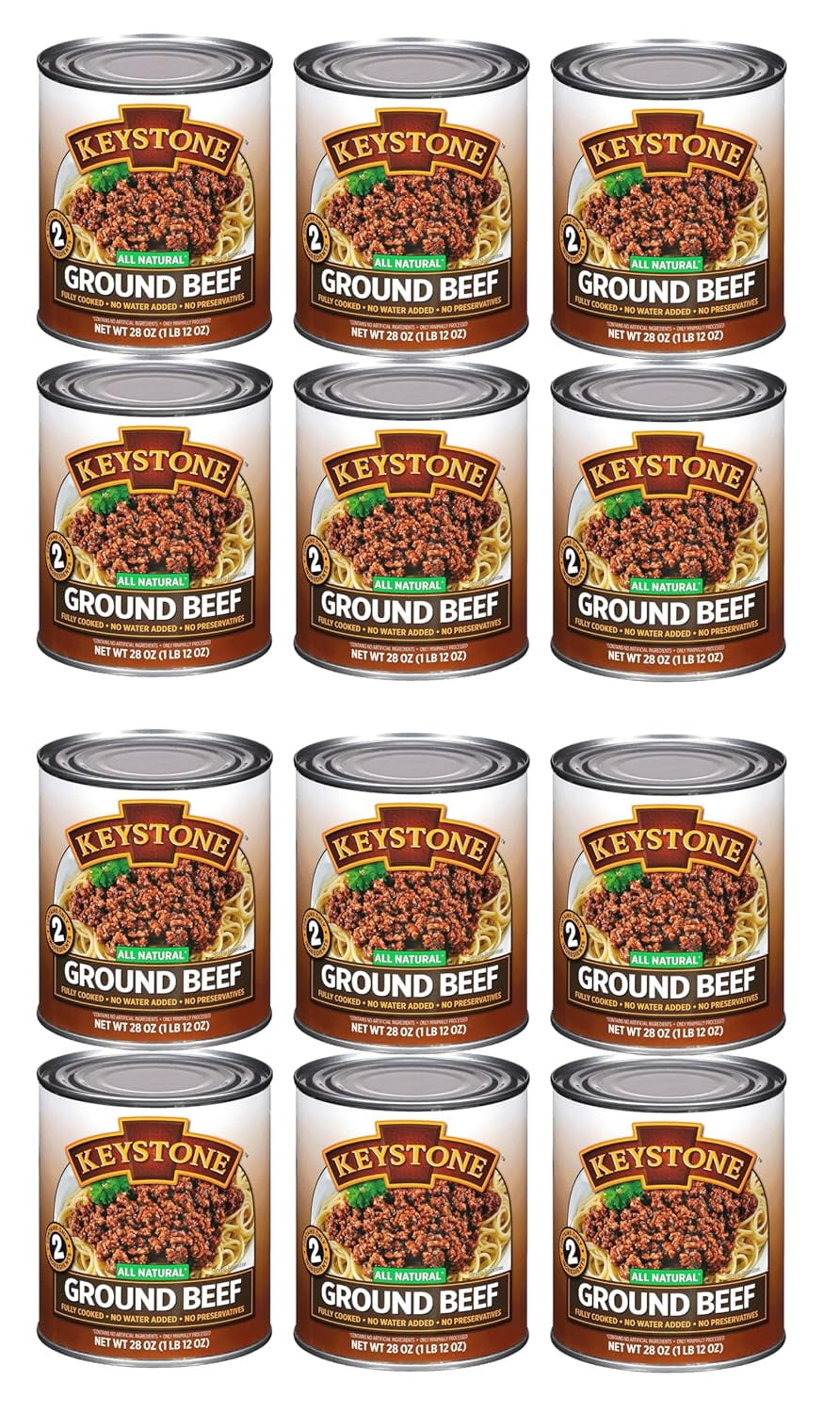 (Pack of 48 Cans) Keystone All Natural 28 Oz| Ground Beef Pack of 12 | Chicken Pack of 12 | Pork Pack of 12 | Turkey Pack of 12 | Fully Cooked Ready to Eat |Long Shelf Life Emergency Survival Food