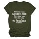 thumbnail image 1 of Camiseta con el alfabeto para mujer con cita peculiar, cuello redondo, mangas cortas, verde OD, fuente blanca, XXL Camiseta favorita para niños, 1 of 5