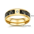 thumbnail image 2 of GY Yellow Gold Plated Titanium Steel Mens Ring Men Wedding Band Carbon fibre AAA CZ Man Ring, 2 of 6
