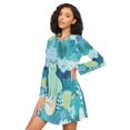 thumbnail image 3 of FORMRS Womens Long Sleeve Nightgowns Crew Neck Sleep Shirt Soft Pajamas Sizes S-3XL, Vibrant Cat Pattern, 3 of 8