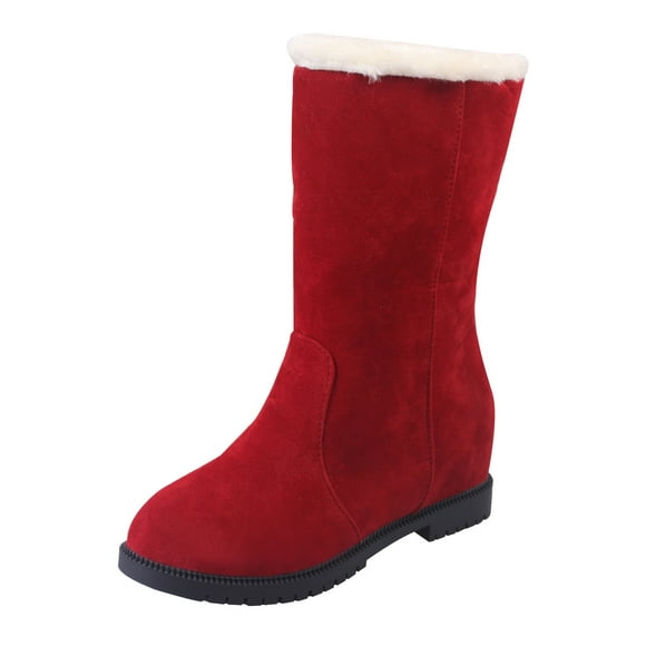Jsaierl Platform Plush Boot For Women Mid-Calf Boot Fleece Lined Casual Short Booties Ladies Classic Ultra Snow Platform Anti-Slip Boot For Outdoor