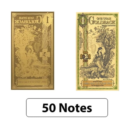 Lot of 50 - 1 Utah Goldback 1/1000 oz 24K Gold Foil Aurum Note
