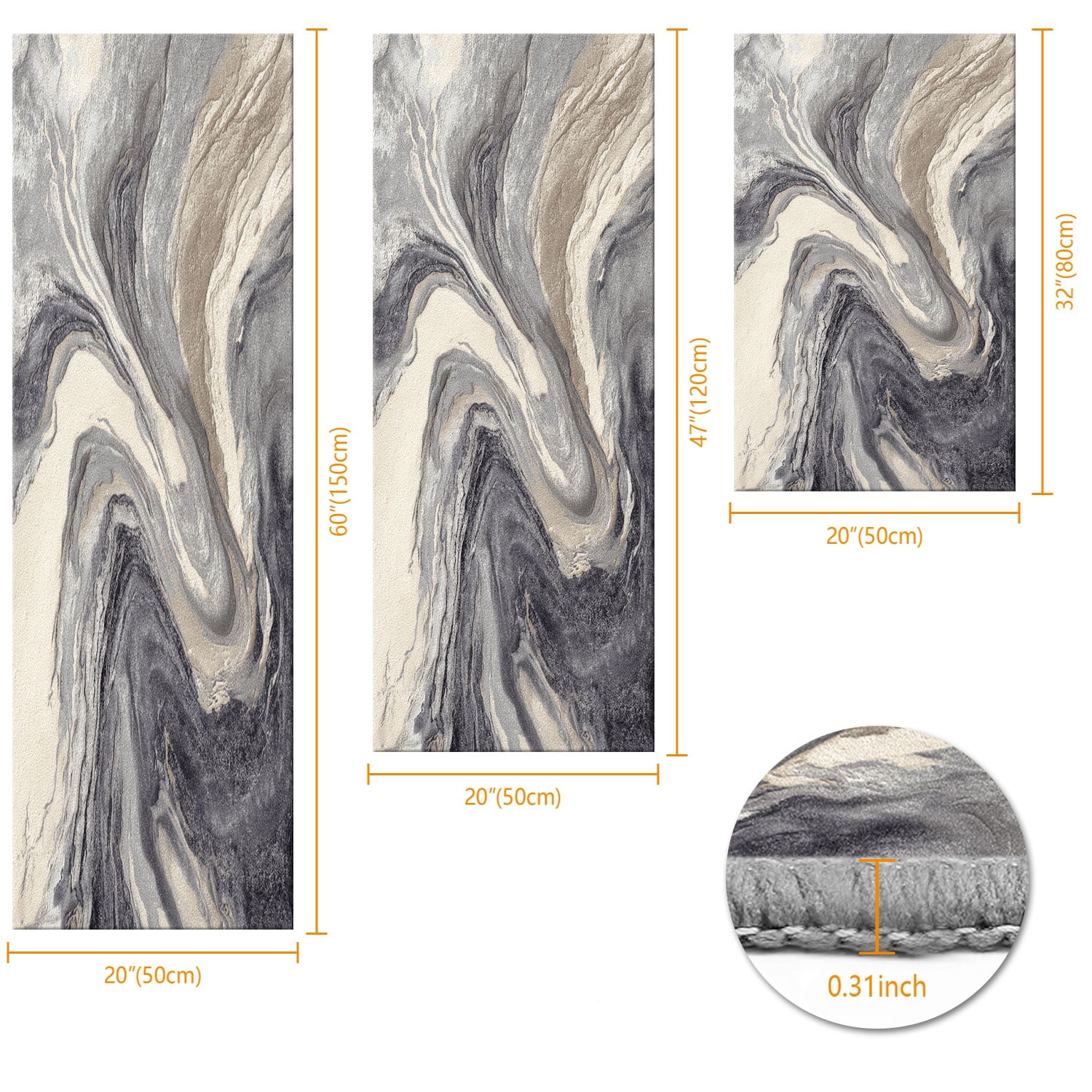 Three-Piece Kitchen Rug Set, Abstract Pattern Kitchen Hallway Rug, Soft And Comfortable, Suitable for Sinks, Floors, Entrances, Hallways, Bathrooms